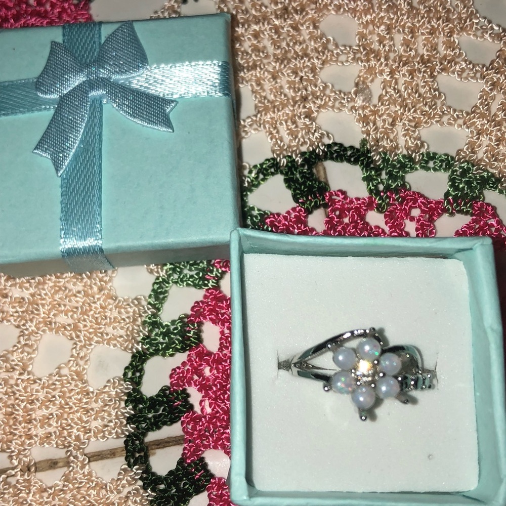 Plated sterling silver flower ring